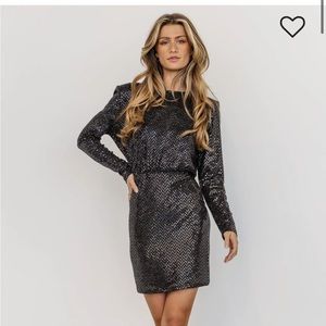 Black Sequin Cocktail Black Dress